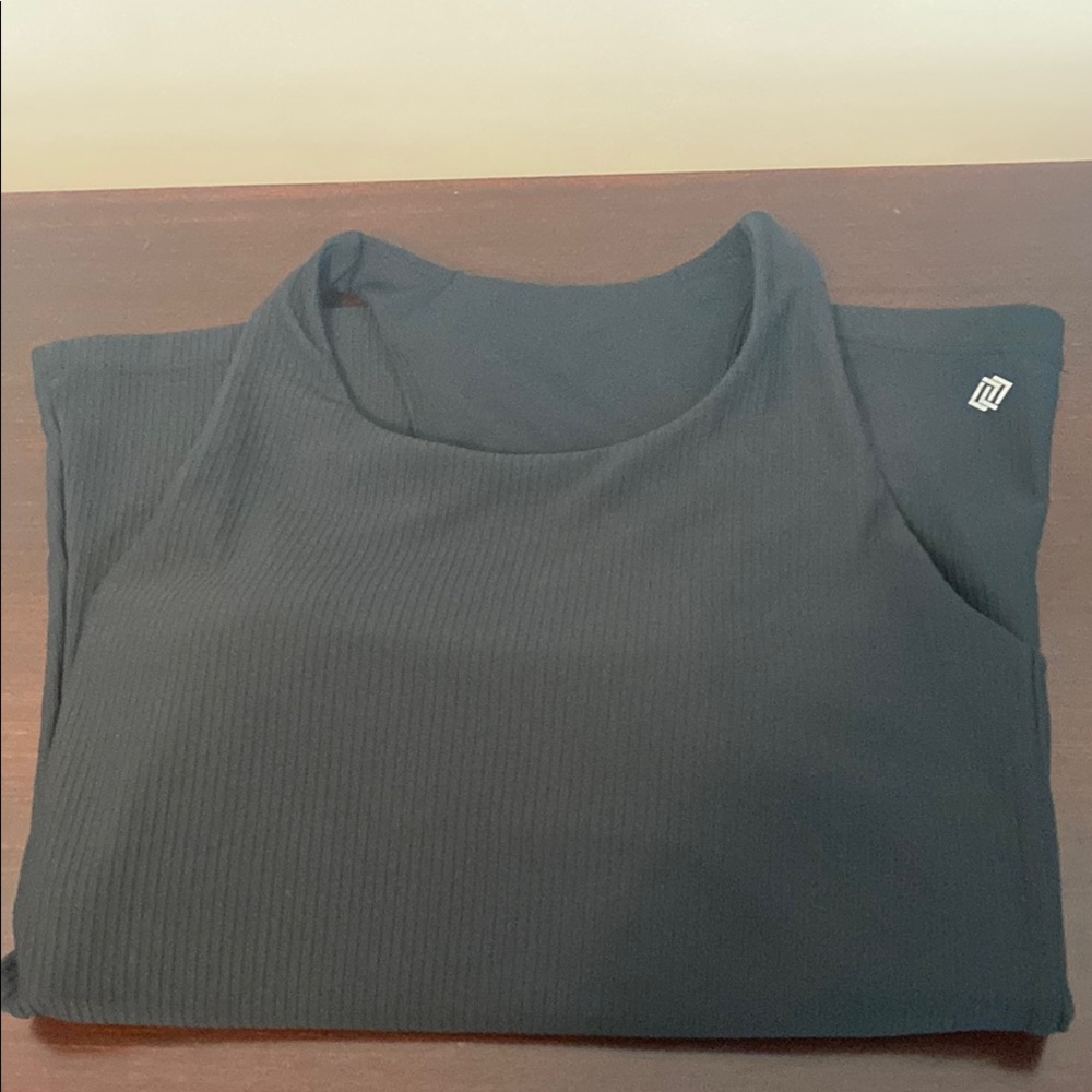 Black Ribbed Tank Top Sports Bra